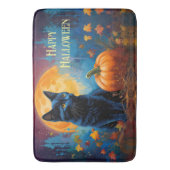 Black Kitten Pumpkin Vollmond Autumn Blätter Badematte (Vorderseite Vertikal)