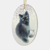Black Kitten Silver Bulb Bokeh Weihnachten Keramik Ornament (Links)