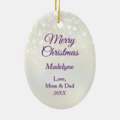 Black Kitten Silver Bulb Bokeh Weihnachten Keramik Ornament (Hinten)