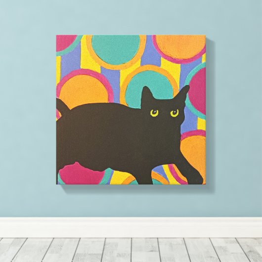 Black Kitten Stretched Canvas Print Leinwanddruck (Insitu (Holzboden))