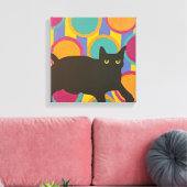 Black Kitten Stretched Canvas Print Leinwanddruck (Insitu (Wohnzimmer))