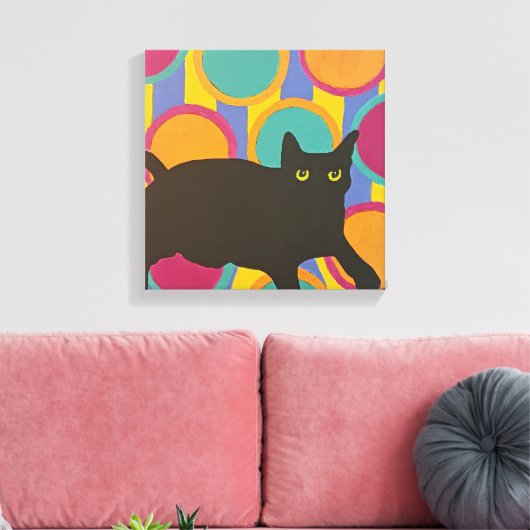 Black Kitten Stretched Canvas Print Leinwanddruck (Insitu (Wohnzimmer))