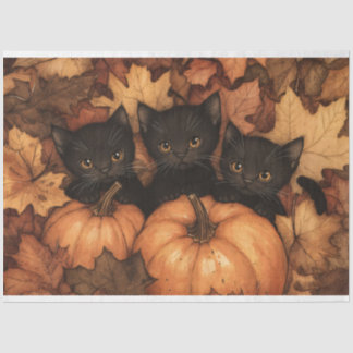 Black Kitten Trio Illustration Decoupage Seidenpapier