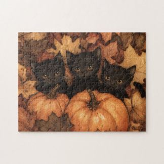 Black Kitten Trio Illustration Puzzle