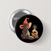 Black Kitten Witten Halloween Design Button (Vorne & Hinten)