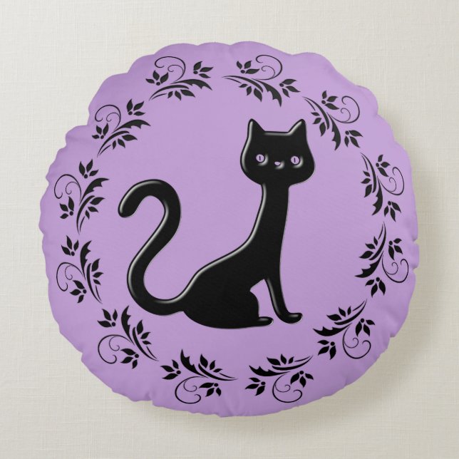 Black Kittens Cartoon 12 Rundes Kissen (Vorderseite)