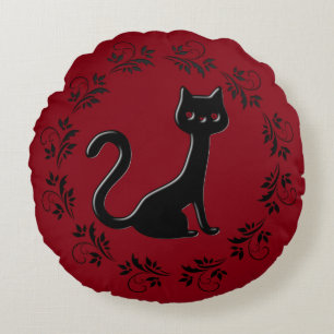 Black Kittens Cartoon 6 Rundes Kissen