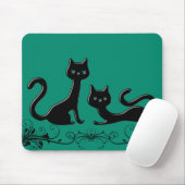 Black Kittens Cartoon IV Mousepad (Mit Mouse)