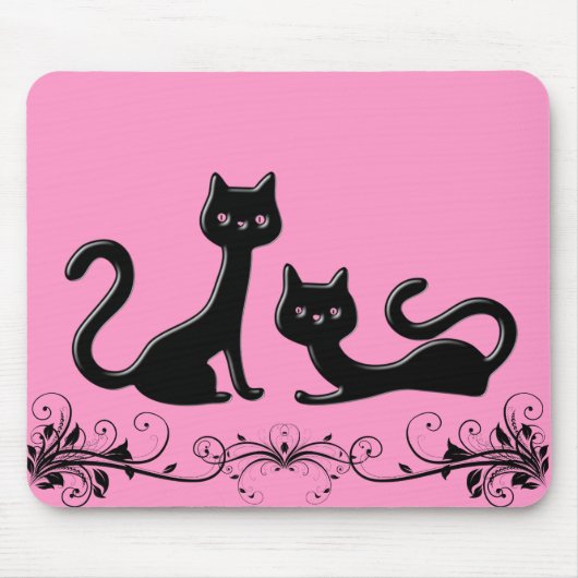 Black Kittens Cartoon Mousepad (Vorne)