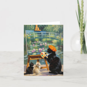 Black Kitty Artist Malerei Monet Water Lilies Dankeskarte
