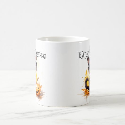 Black Kitty Cat | Frohe Halloween Kaffeetasse (Mittel)
