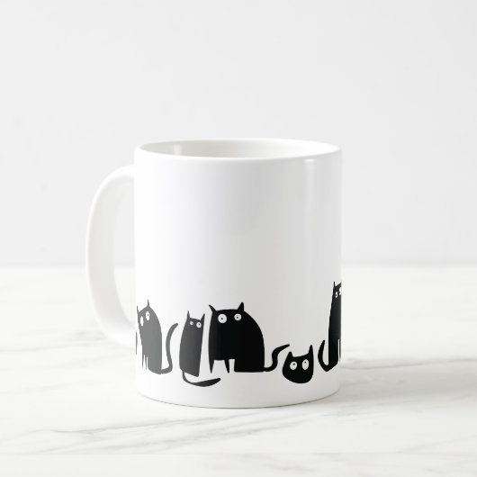 Black Kitty Cat Fun Kaffeetasse (Vorderseite Links)
