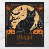 Black Kitty Cat Halloween Weinetikett (Einzelnes Label)