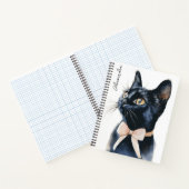 Black Kitty Cat in Peach Bow Personalisiert Notizblock (Innenseite)