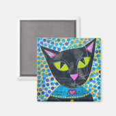 Black Kitty Cat Magnet (Vorderseite/Rückseite)