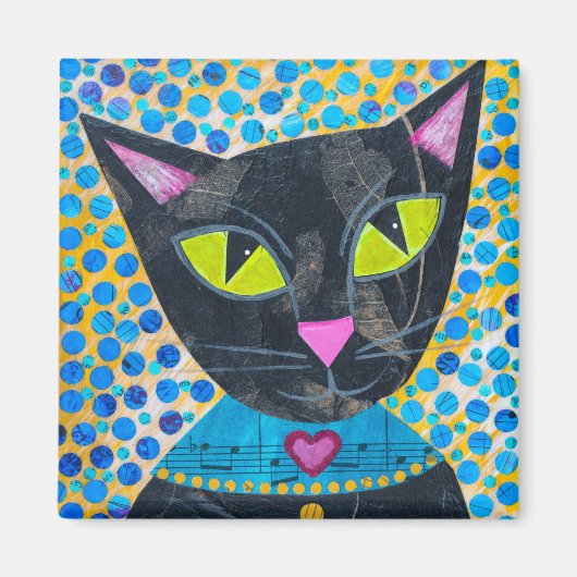 Black Kitty Cat Magnet (Vorne)
