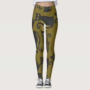 Black Kitty Cat Metallizer Factory Deko Leggings