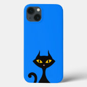 Black Kitty Cat mit blauem Hintergrund Case-Mate iPhone Hülle (Rückseite)