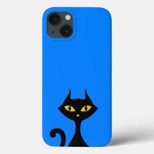 Black Kitty Cat mit blauem Hintergrund Case-Mate iPhone Hülle