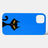 Black Kitty Cat mit blauem Hintergrund Case-Mate iPhone Hülle (Rückseite (Horizontal))