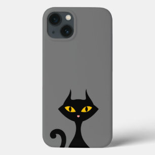 Black Kitty Cat mit grauem Hintergrund Case-Mate iPhone Hülle