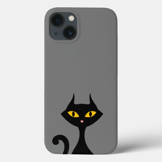 Black Kitty Cat mit grauem Hintergrund Case-Mate iPhone Hülle (Rückseite)