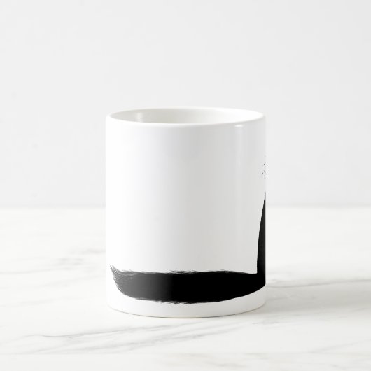 Black Kitty Cat mit langem Schwanz Seitenauge Kaffeetasse (Mittel)