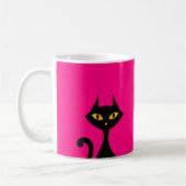 Black Kitty Cat mit rosa Hintergrund Kaffeetasse (Links)