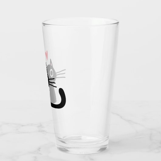 Black Kitty Cat mit Valentinherz Glas (Links)