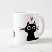 Black Kitty Cat mit Valentinins Herz Jumbo-Tasse (Vorderseite Rechts)