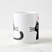 Black Kitty Cat mit Valentinins Herz Jumbo-Tasse (Vorderseite)