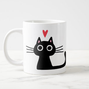 Black Kitty Cat mit Valentinins Herz Jumbo-Tasse