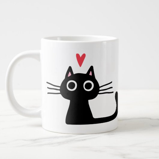 Black Kitty Cat mit Valentinins Herz Jumbo-Tasse (Links)