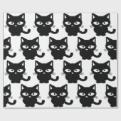 Black Kitty Cat Niedlich Halloween Geschenkpapier (Flach)