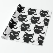 Black Kitty Cat Niedlich Halloween Geschenkpapier (Ungerollt)