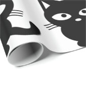 Black Kitty Cat Niedlich Halloween Geschenkpapier (Rolleneckpunkt)