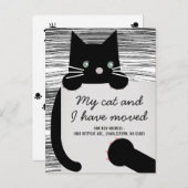 Black Kitty Cat White Moving Ankündigung (Vorne/Hinten)