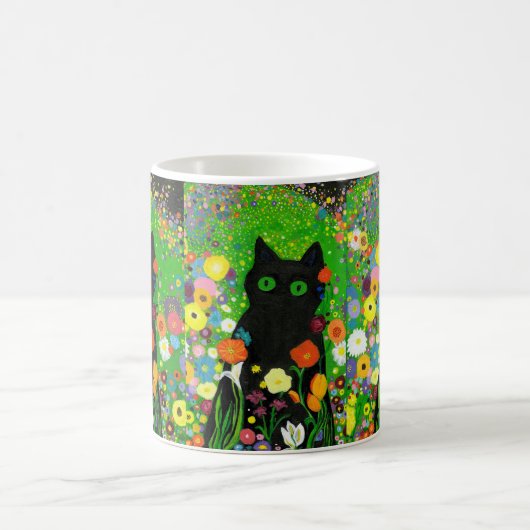 Black Kitty Floral Tasse (Mittel)