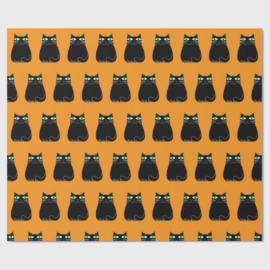 Black Kitty Green Eyes Custom Geschenkpapier (Flach)