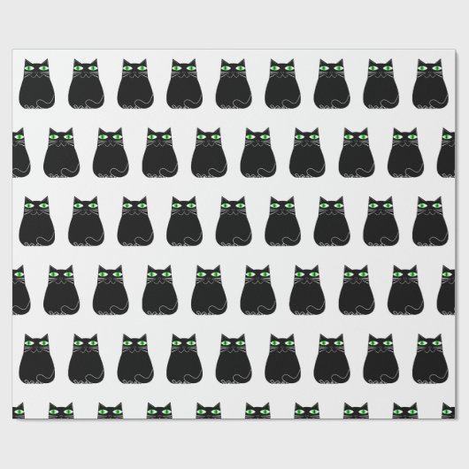 Black Kitty Green Eyes Custom Geschenkpapier (Flach)