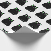Black Kitty Green Eyes Custom Geschenkpapier (Ecke)