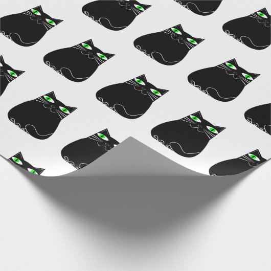 Black Kitty Green Eyes Custom Geschenkpapier (Ecke)