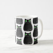 Black Kitty Green Eyes Custom Kaffeetasse (VorderseiteRechts)