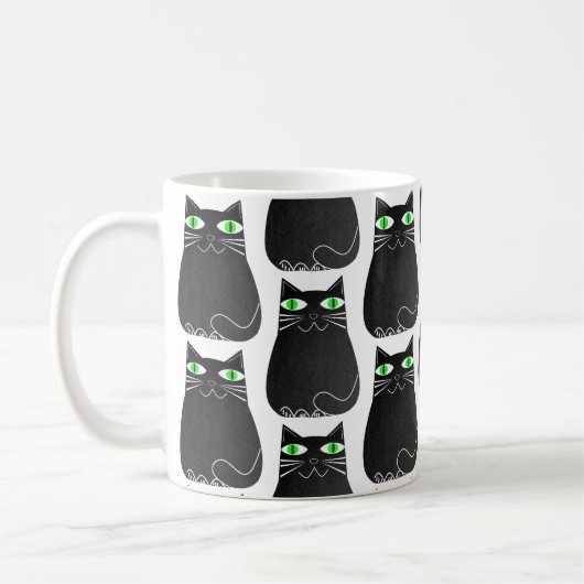 Black Kitty Green Eyes Custom Kaffeetasse (Links)