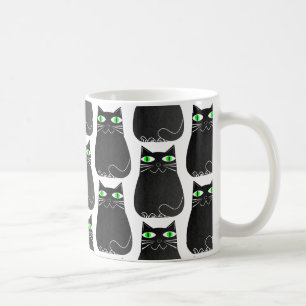 Black Kitty Green Eyes Custom Kaffeetasse