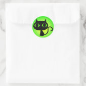 Black Kitty Green Gradient Runder Aufkleber (Tasche)