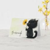 Black Kitty mit Daisy und Zitat Karte (Gelbe Blume)