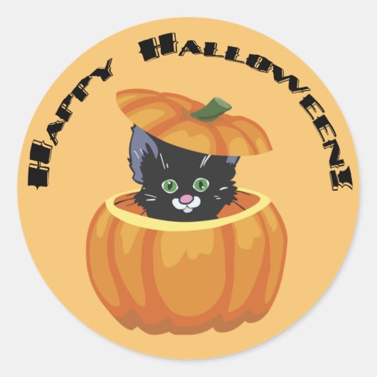 Black Kitty Pumpkin Halloween Sticker (Vorderseite)