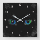 Black Kitty Quadratische Wanduhr (Vorderseite)