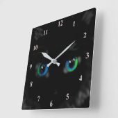 Black Kitty Quadratische Wanduhr (Winkel)
